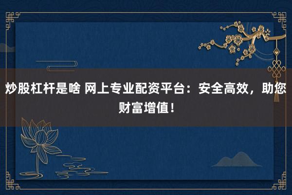 炒股杠杆是啥 网上专业配资平台：安全高效，助您财富增值！