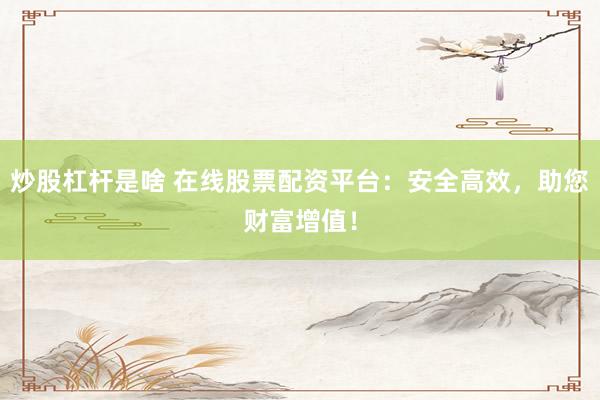 炒股杠杆是啥 在线股票配资平台：安全高效，助您财富增值！