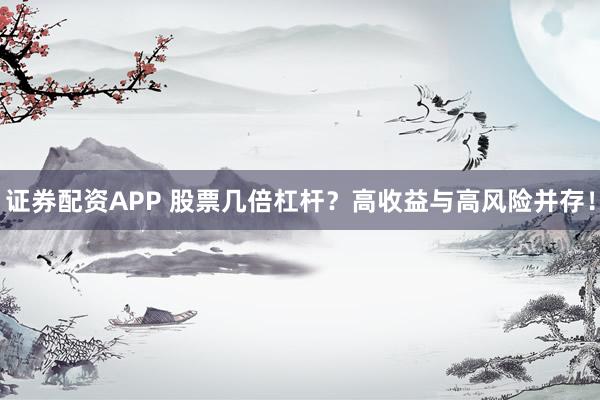 证券配资APP 股票几倍杠杆？高收益与高风险并存！