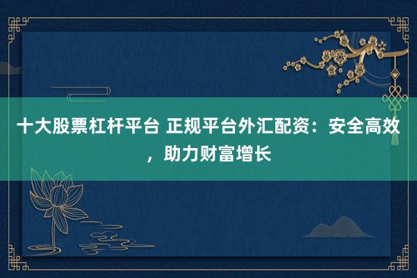 十大股票杠杆平台 正规平台外汇配资：安全高效，助力财富增长