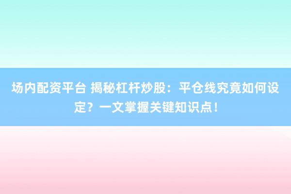场内配资平台 揭秘杠杆炒股：平仓线究竟如何设定？一文掌握关键知识点！