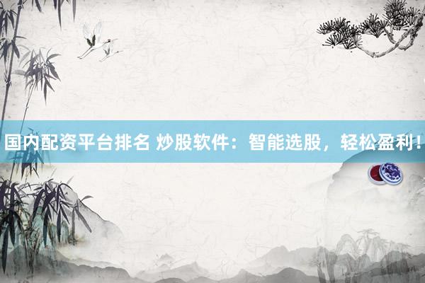 国内配资平台排名 炒股软件：智能选股，轻松盈利！