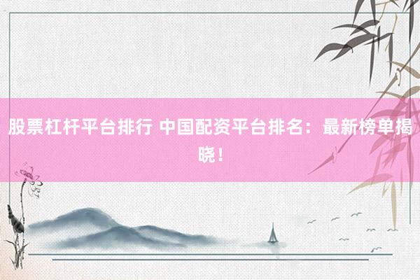 股票杠杆平台排行 中国配资平台排名:最新榜单揭晓!