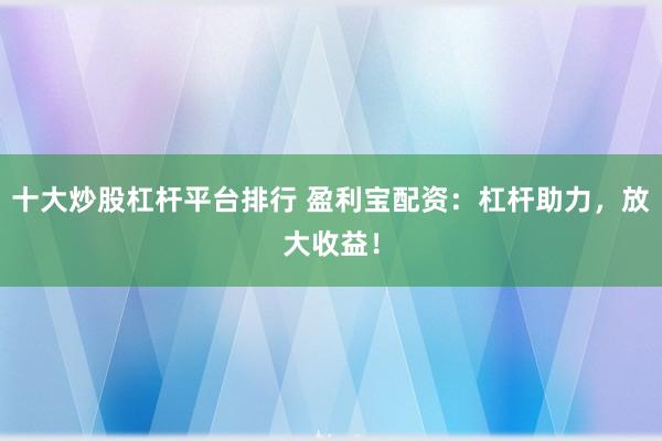 十大炒股杠杆平台排行 盈利宝配资：杠杆助力，放大收益！