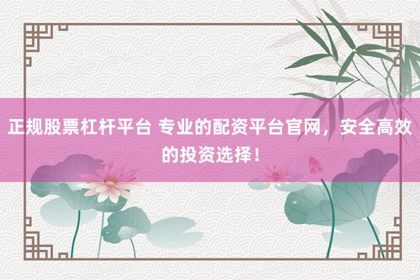 正规股票杠杆平台 专业的配资平台官网，安全高效的投资选择！